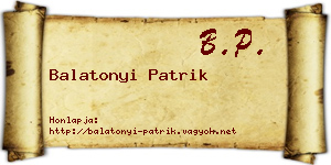 Balatonyi Patrik névjegykártya
